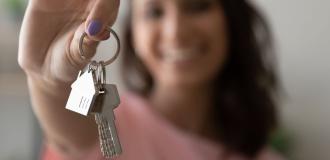 Woman holding keys