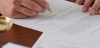 Document with a hand writing