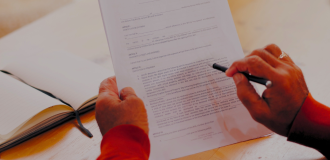 Man reviewing document 