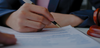 Gavel and document signing