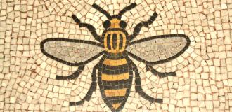 Mosaic style image of the Manchester bee 
