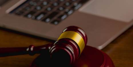 Gavel and laptop