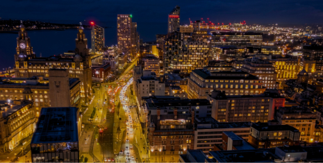 Liverpool city at night