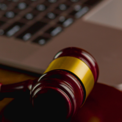 Gavel and laptop