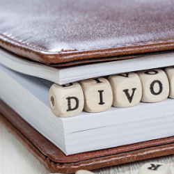 A book with the word divorce in the pages.